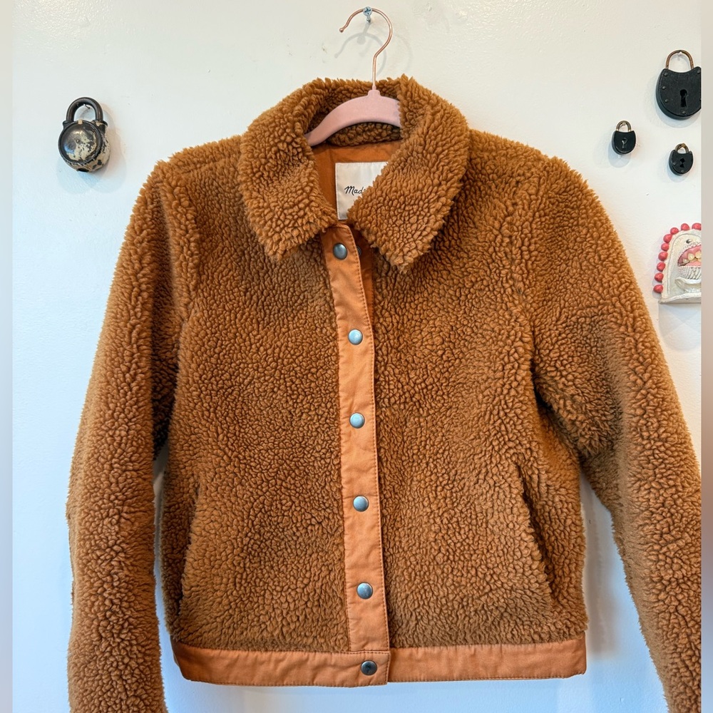Madewell Sherpa Portland Distant Sand Melange Brown Faux Shearling Jacket  XS